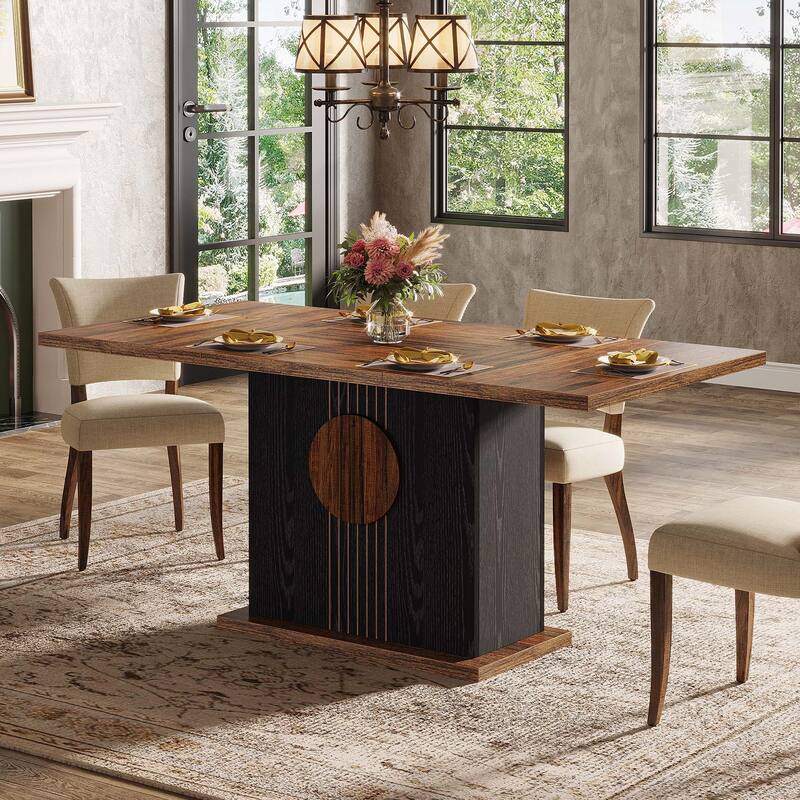 55" Dining Table for 4 to 6 People, Wood Kitchen Table for Home