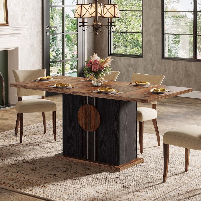 Wooden Dining Table, Kitchen Dinner Table, Dining/Living Room Accent Dinner Table Family Gathering Table