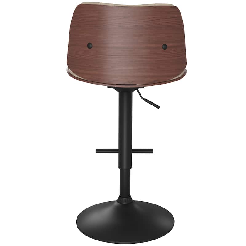 WYNDENHALL Stapleton Mid Century Modern Adjustable Swivel Bar Stool in Cream Vegan Faux Leather - 20" D x 19.7" W x 35" - 43" H