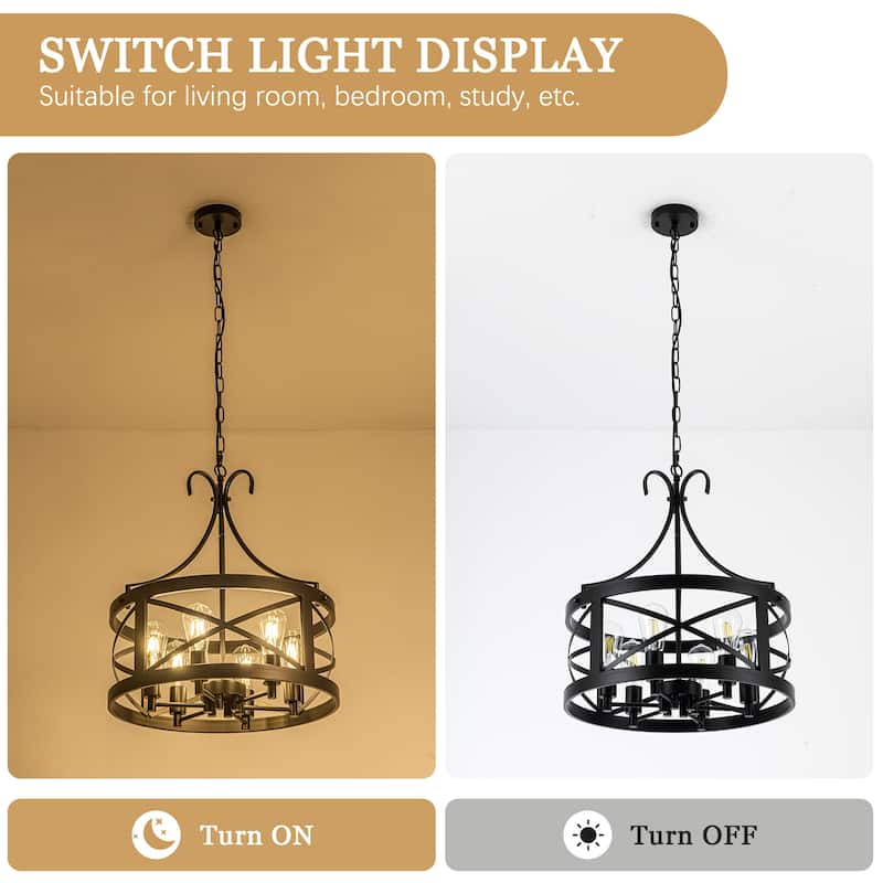 6-Light Classic Candlestick Hanging Linear Foyer Chandelier Lighting for Dining Room Kitchen Island