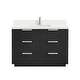 preview thumbnail 44 of 96, Santarem Single Vanity with Pure White Quartz Stone Top without Mirror 48" - Oak Weathered Black