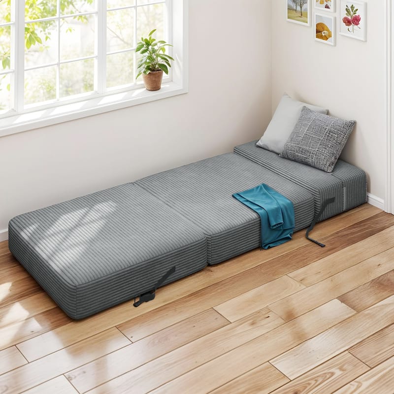 Moasis Convertible Folding Sofa Bed, Corduroy Fabric Fold Out Sleeper Chair