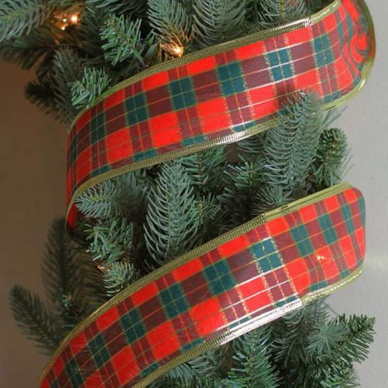Plaid Wired Craft Christmas Ribbon 2.5" x 10 Yards - 2.5" x 10