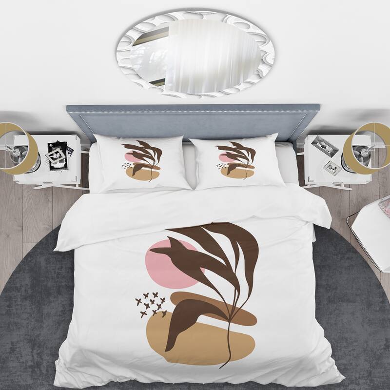 Designart 'Elementary Shapes With Abstract Plants' Modern Duvet Cover Set