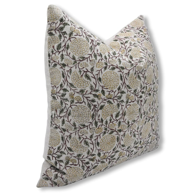 Linen Square Block print pillow Cover - Karwa Chauth
