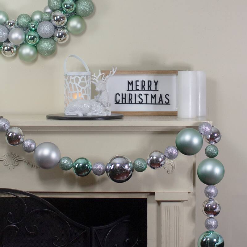 6' Shatterproof Ball 3-Finish Christmas Garland
