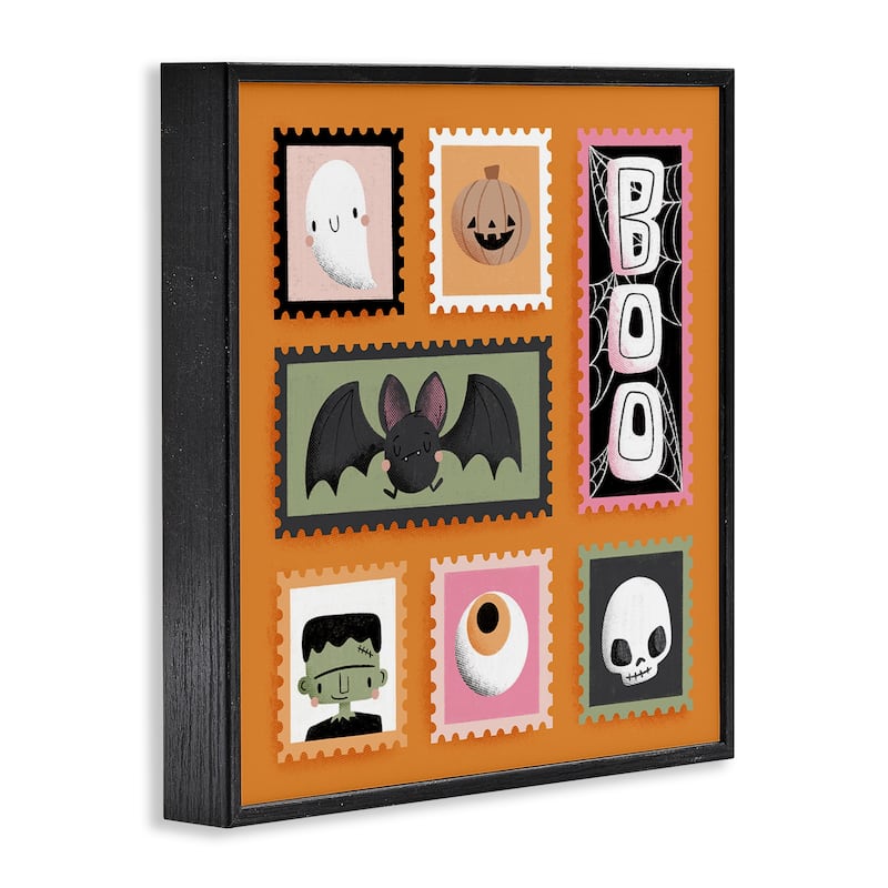 Stupell Spooky Cute Halloween Stamps Framed Giclee Art Design By Sarah Hickman