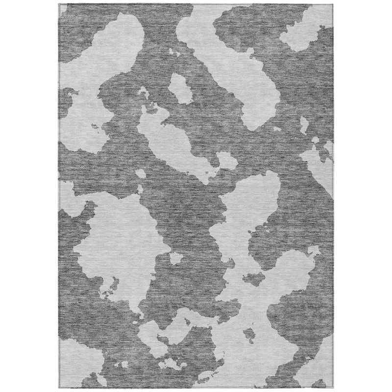 Machine Washable Indoor/ Outdoor Contemporary Abstract Chantille Rug