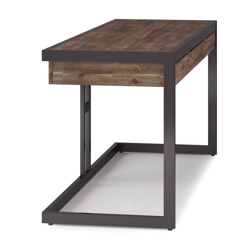 WYNDENHALL Cecilia SOLID ACACIA WOOD Industrial 72 inch Wide Large Desk in Rustic Natural Aged Brown