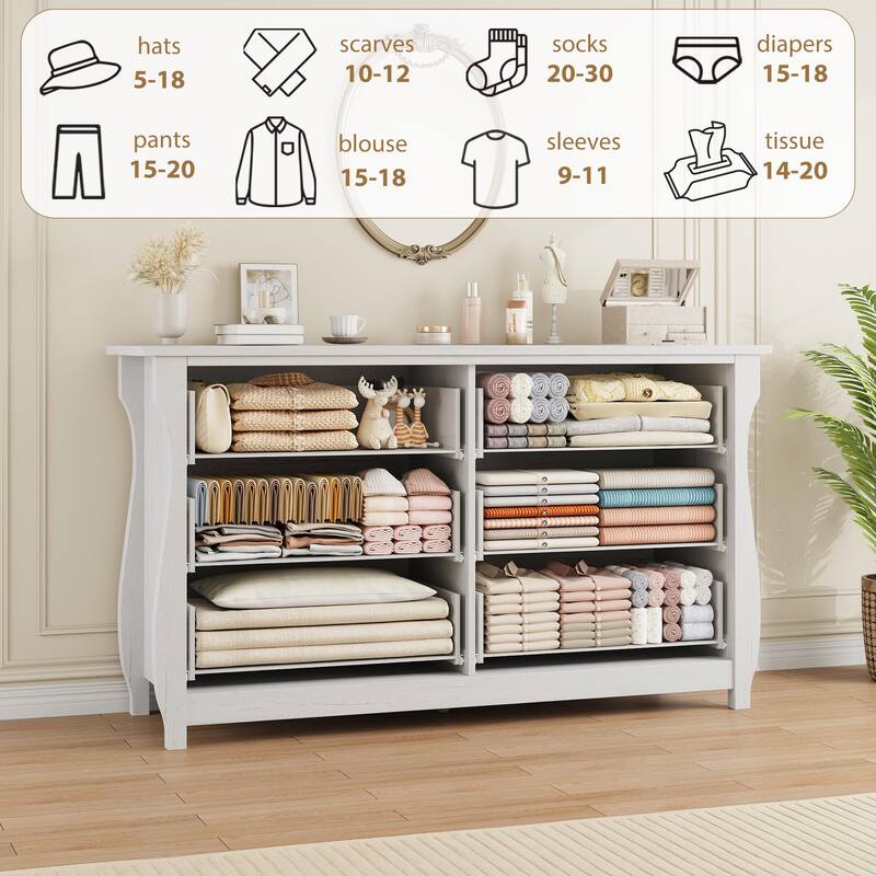 3/6/7 Drawer Dresser - Boho Dresser with Curved Legs, Freestanding Storage Chest Organizer