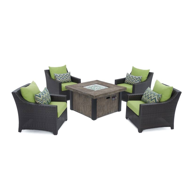 Deco 5 Piece Sunbrella Outdoor Patio Fire Chat Set