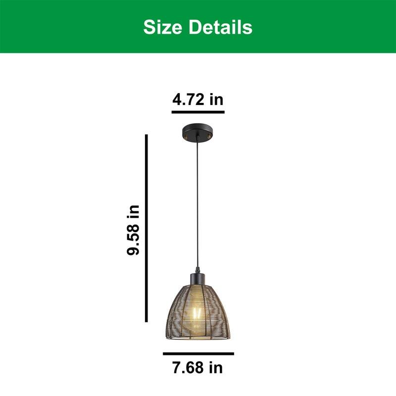 2 Pack hanging lights black battery powered metal pendant lights