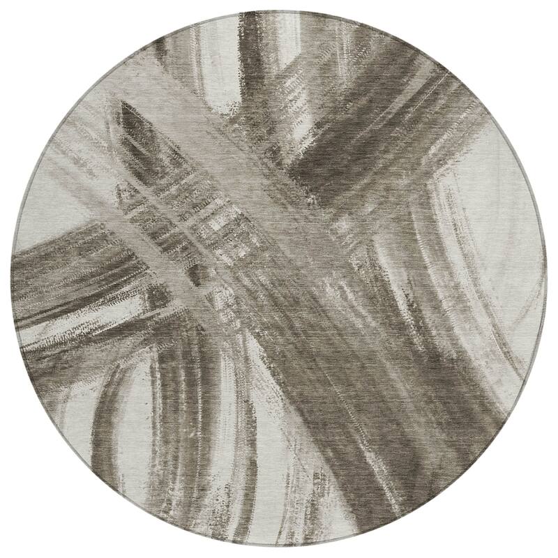 Machine Washable Indoor/ Outdoor Abstract Brushstroke Chantille Rug
