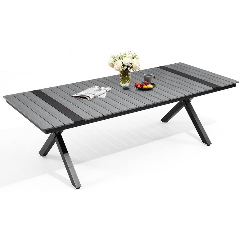 Pellebant Aluminum Rectangular Outdoor Patio Dining Table with Umbrella Hole