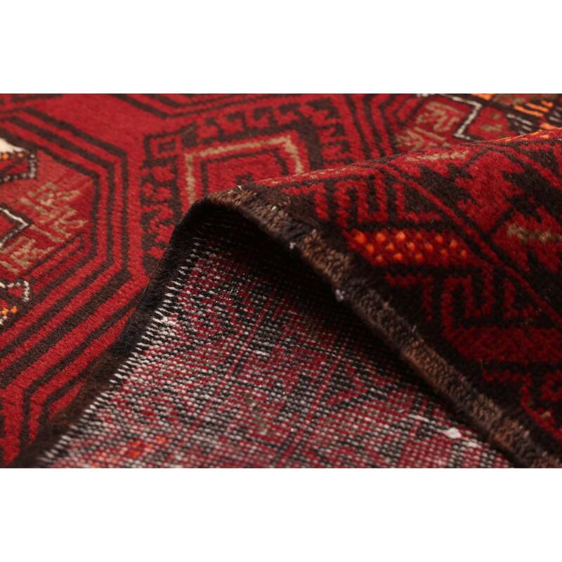 ECARPETGALLERY Hand-knotted Baluch Red Wool Rug - 3'2 x 6'1