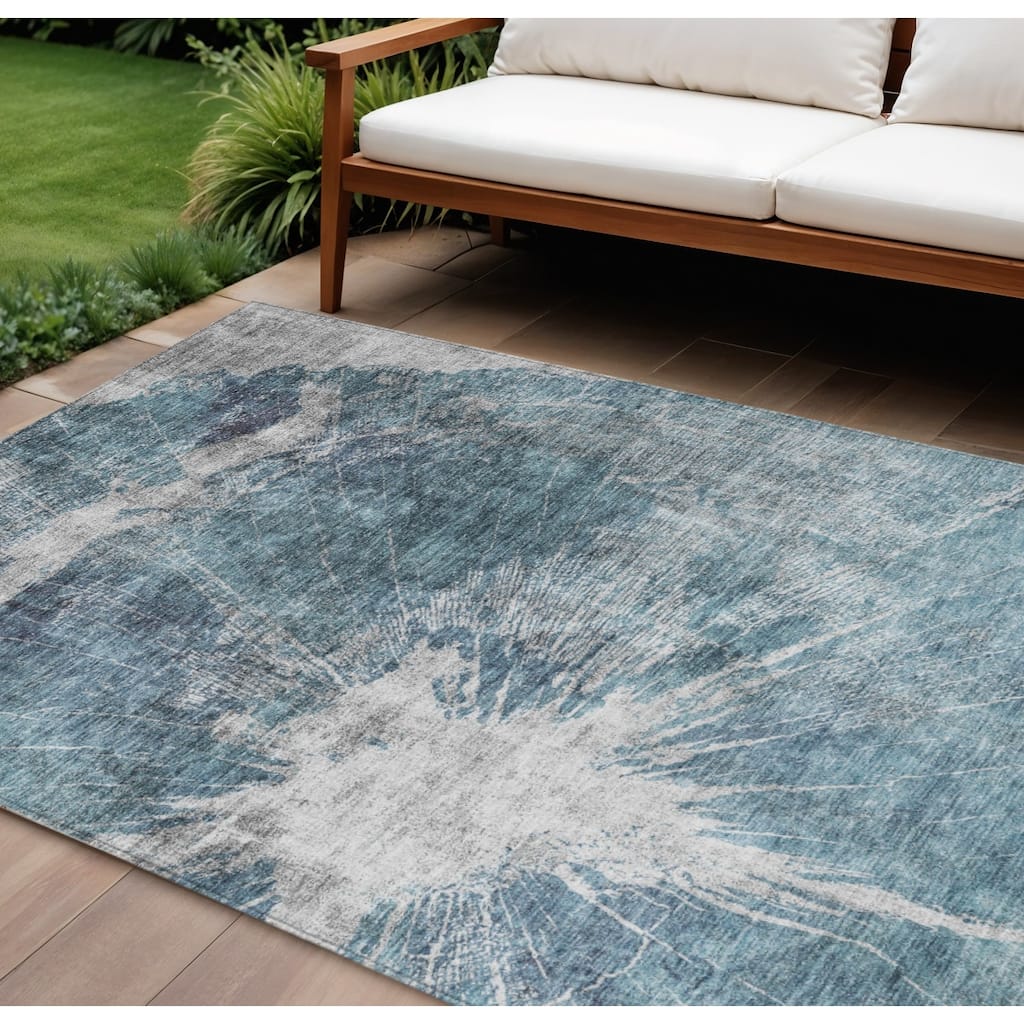 HomeRoots Abstract Transitional Rectangle Outdoor Rug