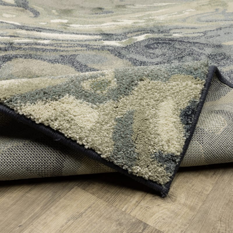Style Haven Salinas Industrial Abstract Blue/ Sage Indoor Area Rug