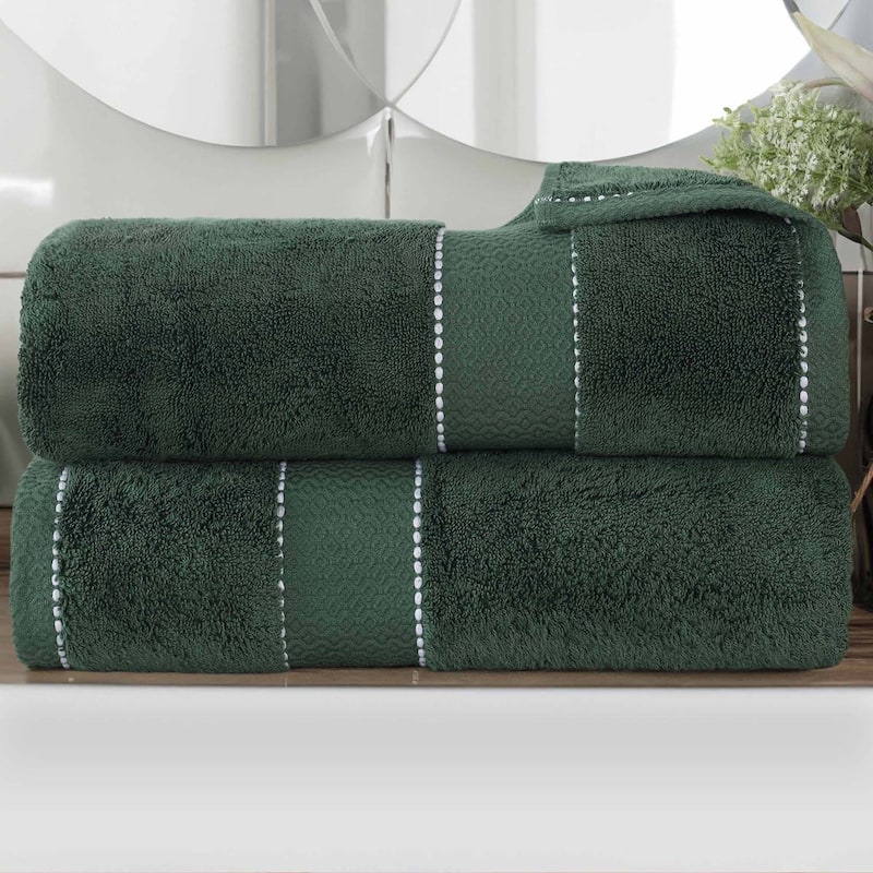 Superior Niles Cotton Ultra-Plush Absorbent Bath Sheets, Set of 2 - Forest Green