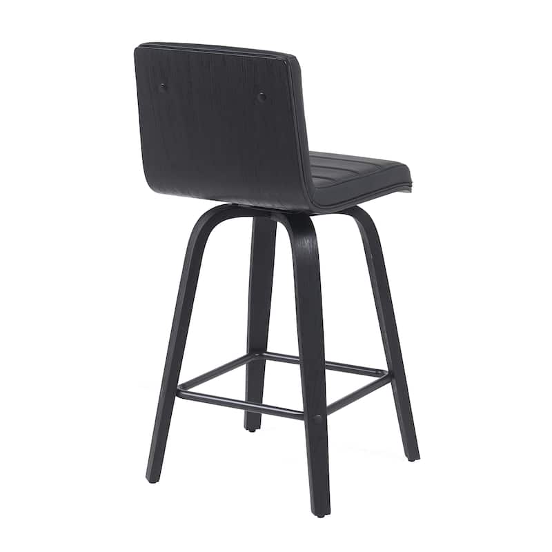 Skara Mid-Century Swivel Counter Stool, Upholstered Counter Height Chair with Bentwood Legs
