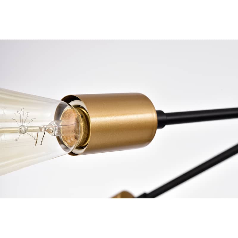 Brent Matte Black+Gold 5-Light Linear Chandelier