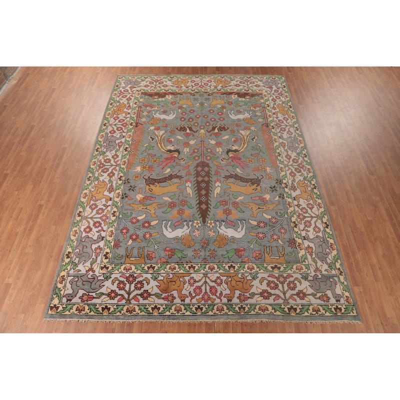 Animal Pictorial Ziegler Area Rug Hand-Knotted Oriental Wool Carpet - 10'0"x 13'9"