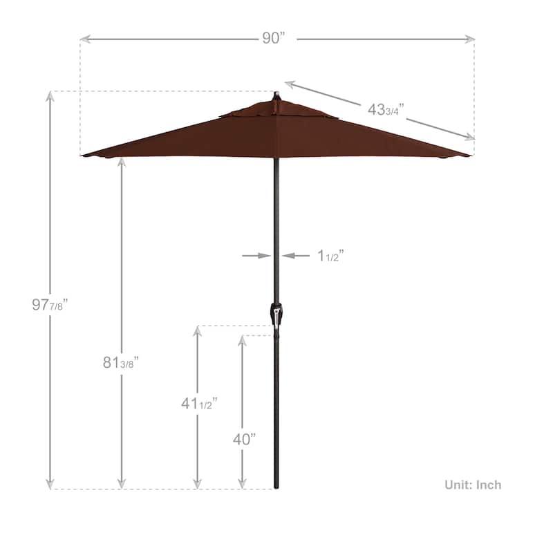 California Umbrella 7.5' Round Crank Lift Auto Tilt 8 Rib Aluminum Patio Umbrella, Bronze Finish, Olefin Royal Blue Fabric