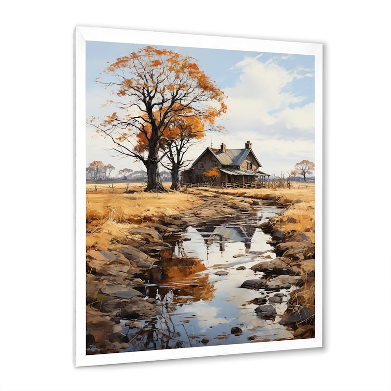 Designart "Farmhouse Rustic Retreat I" Countryside Framed Canvas Art Print