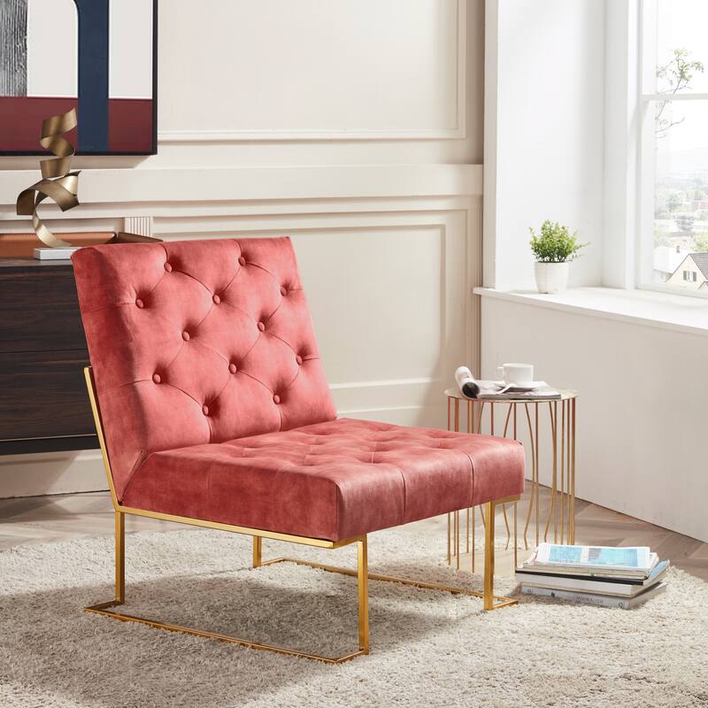 Corvus Savannah Tufted Velvet Upholstered Lounge Accent Chair