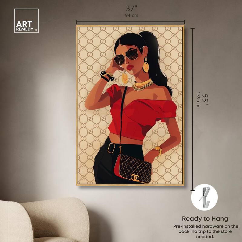 Her Stylish Red Look Canvas by Art Remedy