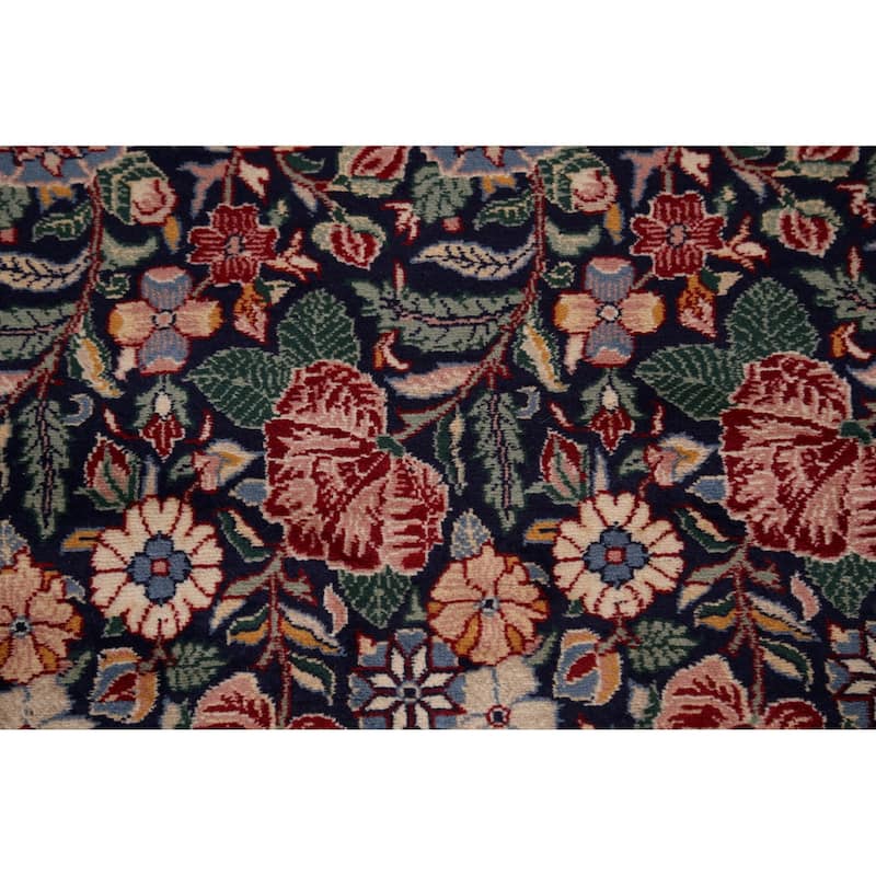 Blue Floral Aubusson Vegetable Dye Area Rug Hand-Knotted Wool Carpet - 6'0"x 9'0"