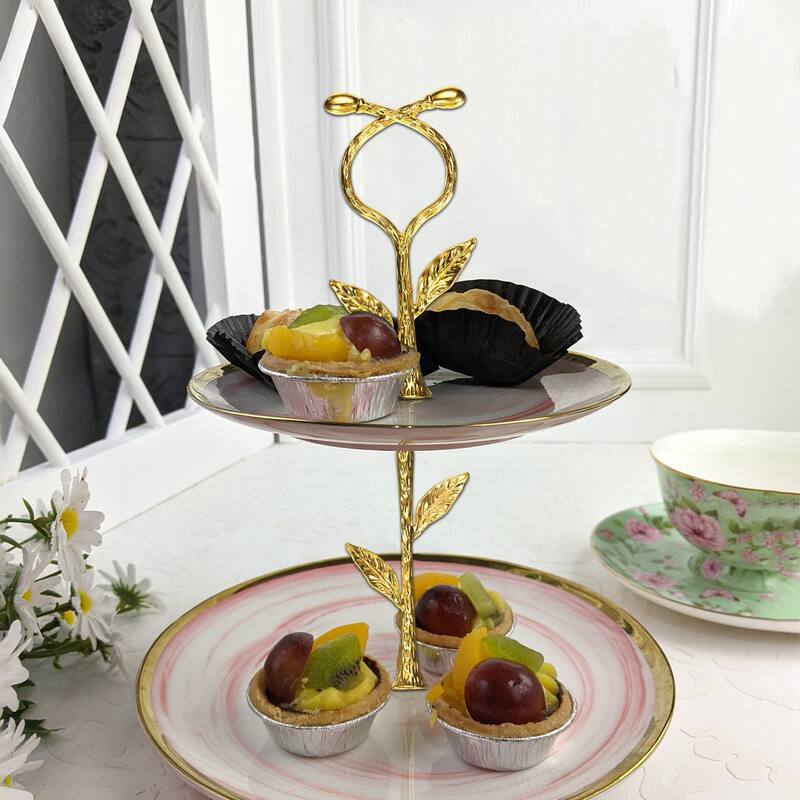 3-Tiers Cake Tray Stand Handle Metal Holder for Cake Plate