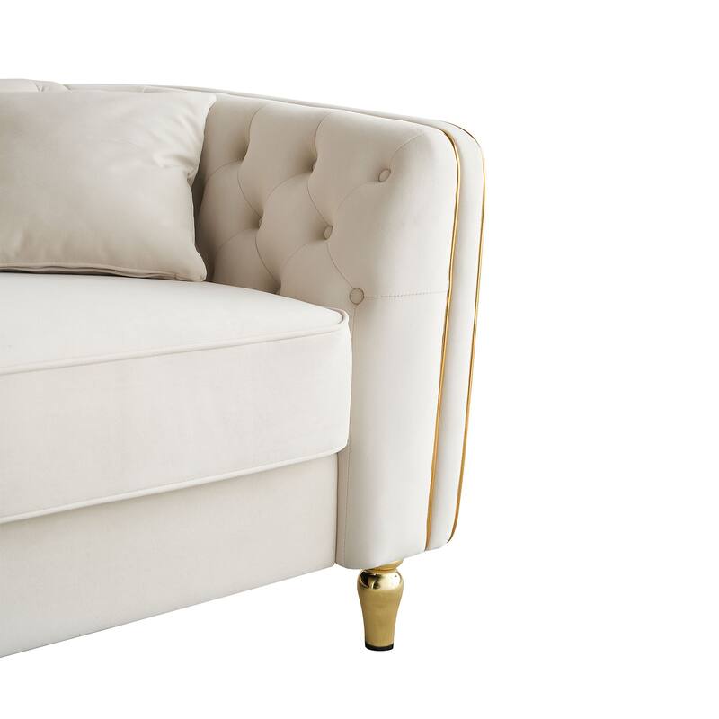 Luxurious Modern Tufted Velvet Sofa with Gold Metal Legs by Harper&Bright Designs