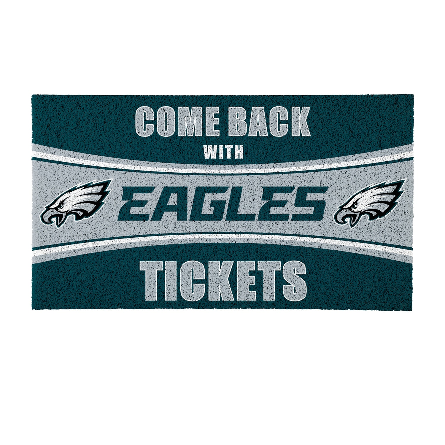 Philadelphia Eagles 28 in. x 16 in. PVC "Come Back With Tickets" Trapper Door Mat