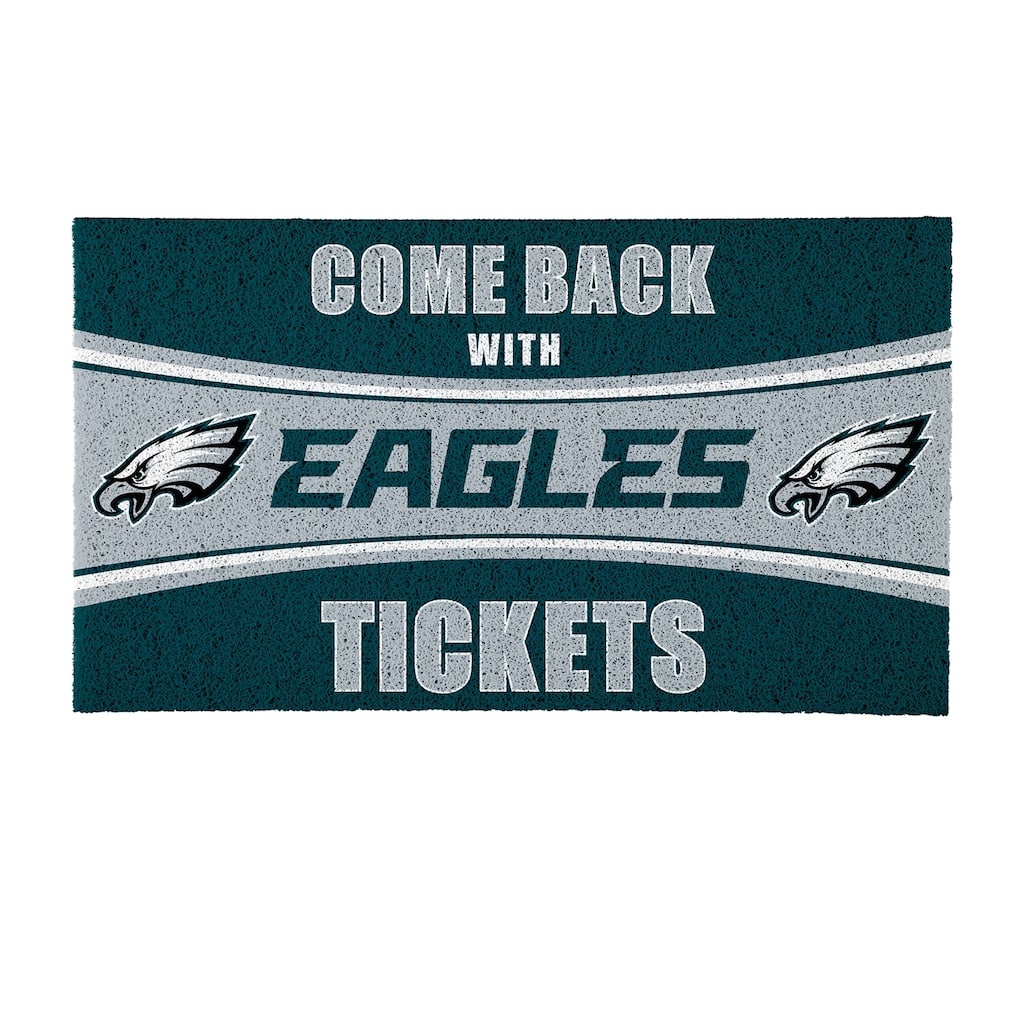 Philadelphia Eagles 28 in. x 16 in. PVC "Come Back With Tickets" Trapper Door Mat
