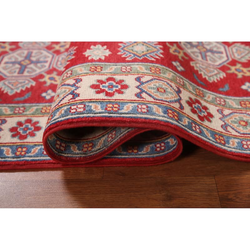 Geometric Kazak Runner Rug Handmade Oriental Wool Carpet - 2'8" x 7'9"