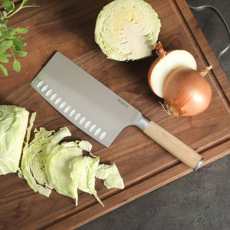 Babish High Carbon 1.4116 German Steel Full Tang 6.5-Inch Forged Cleaver Knife - for Heavy-Duty Chopping and Slicing