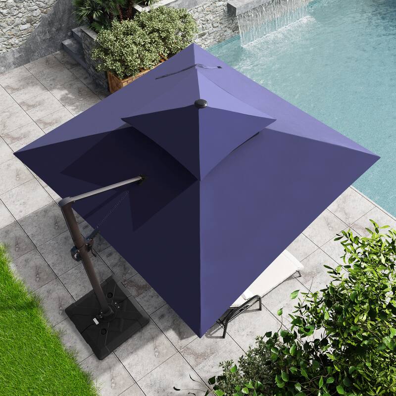 11 x 11 FT Outdoor Patio Cantilever Umbrella with Crank and 360 Degrees Rotation