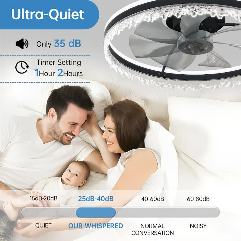 24" Modern LED Ceiling Fan with Light