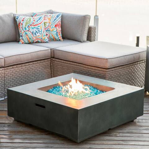 COSIEST Outdoor Square Propane Fire Pit Tank Outside