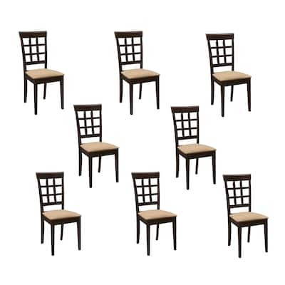 Hazelton Beige and Cappuccino Padded Seat Dining Chairs (Set of 8)