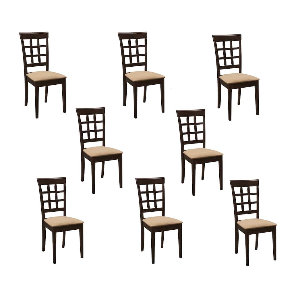 Hazelton Beige and Cappuccino Padded Seat Dining Chairs (Set of 8)