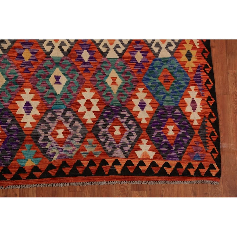 Kilim Oriental Area Rug Flatweave Wool Carpet - 8'2"x 9'4"