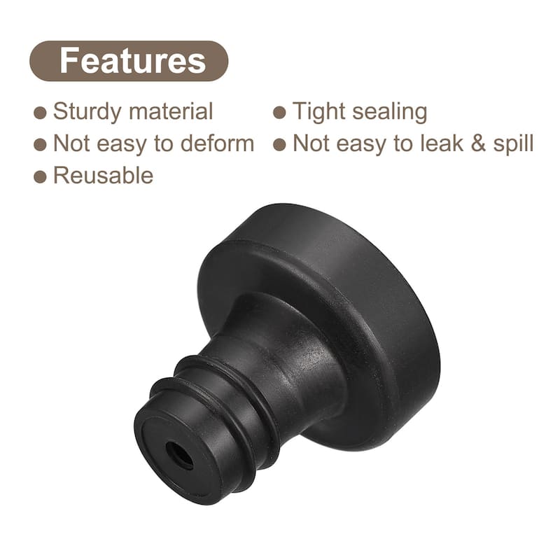 20mm Dia Rubber Reusable Vacuum Wine Bottle Stoppers Sealing Plugs - Black
