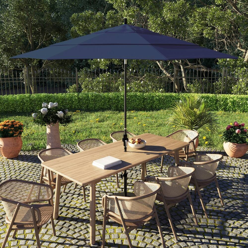 California Umbrella 11' Sun Master Patio Umbrella Black Aluminum Pole Fiberglass Ribs Crank Lift Tilt Pacifica Pacific Blue