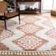 SAFAVIEH Moroccan Tassel Shag Iulieana Boho Tribal 2-inch Thick Rug - 6'7" x 6'7" Square - Orange/Ivory