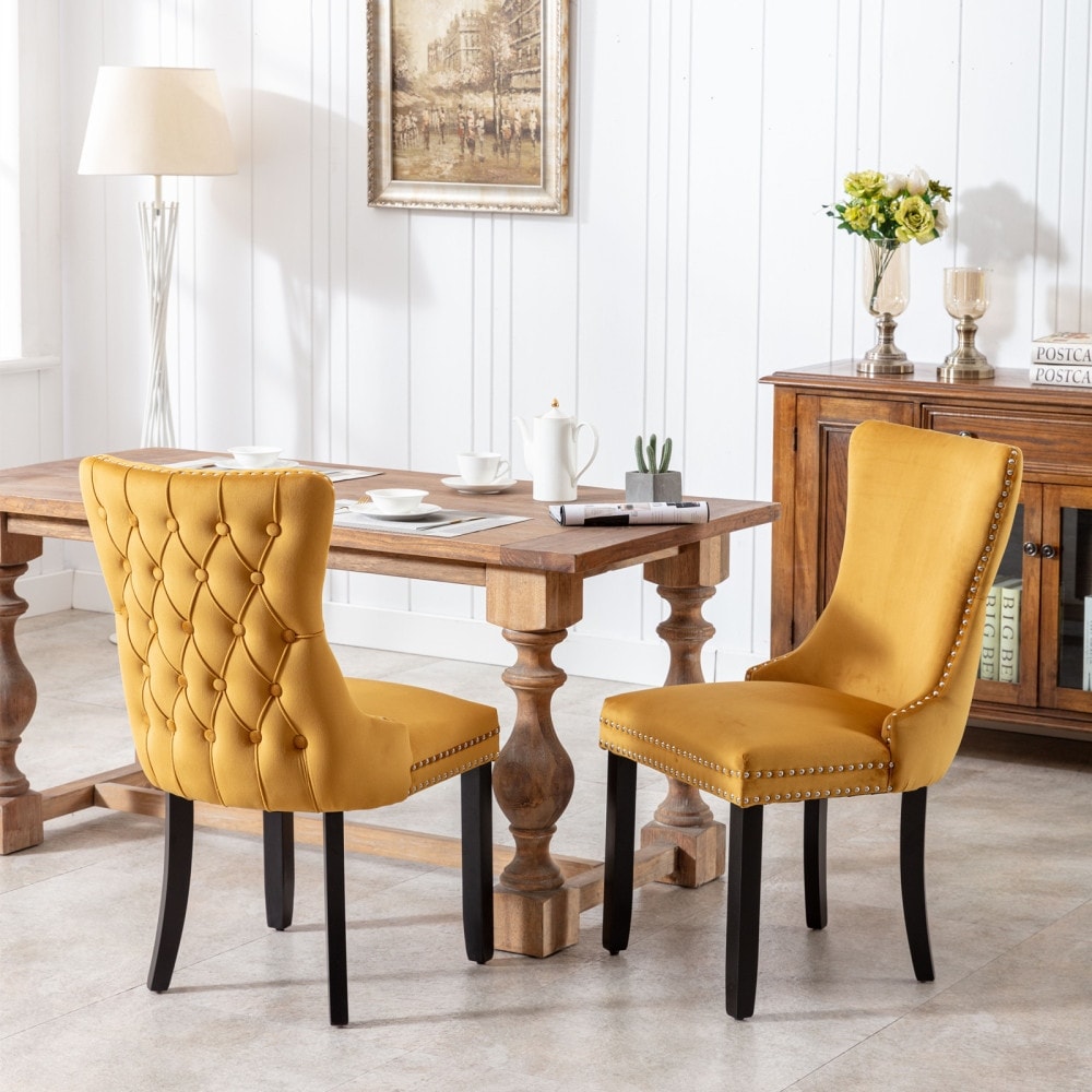 yellow velvet dining room chairs