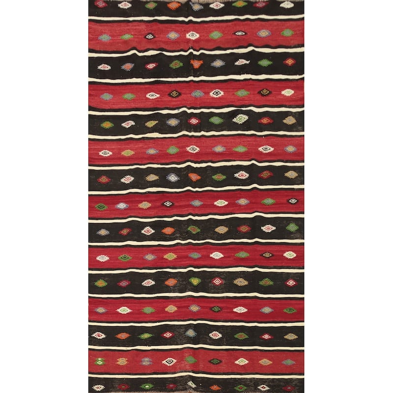 Hand Woven Oriental 100% Wool Carpet Southwestern Tribal Multi-Colored Kilim Area Rug - 10' 3'' X 5' 6''