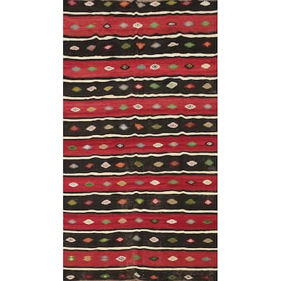 Hand Woven Oriental 100% Wool Carpet Southwestern Tribal Multi-Colored Kilim Area Rug - 10' 3'' X 5' 6''