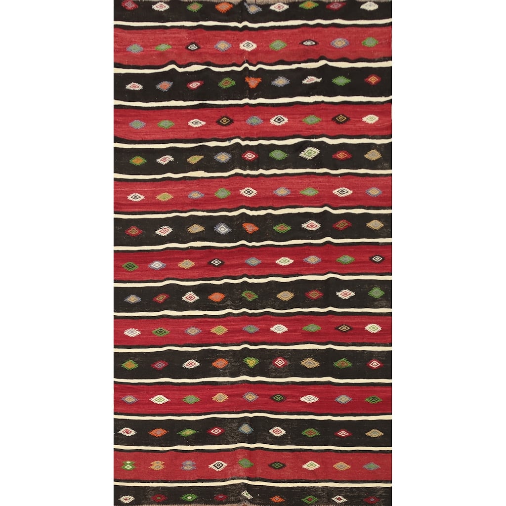 Hand Woven Oriental 100% Wool Carpet Southwestern Tribal Multi-Colored Kilim Area Rug - 10' 3'' X 5' 6''