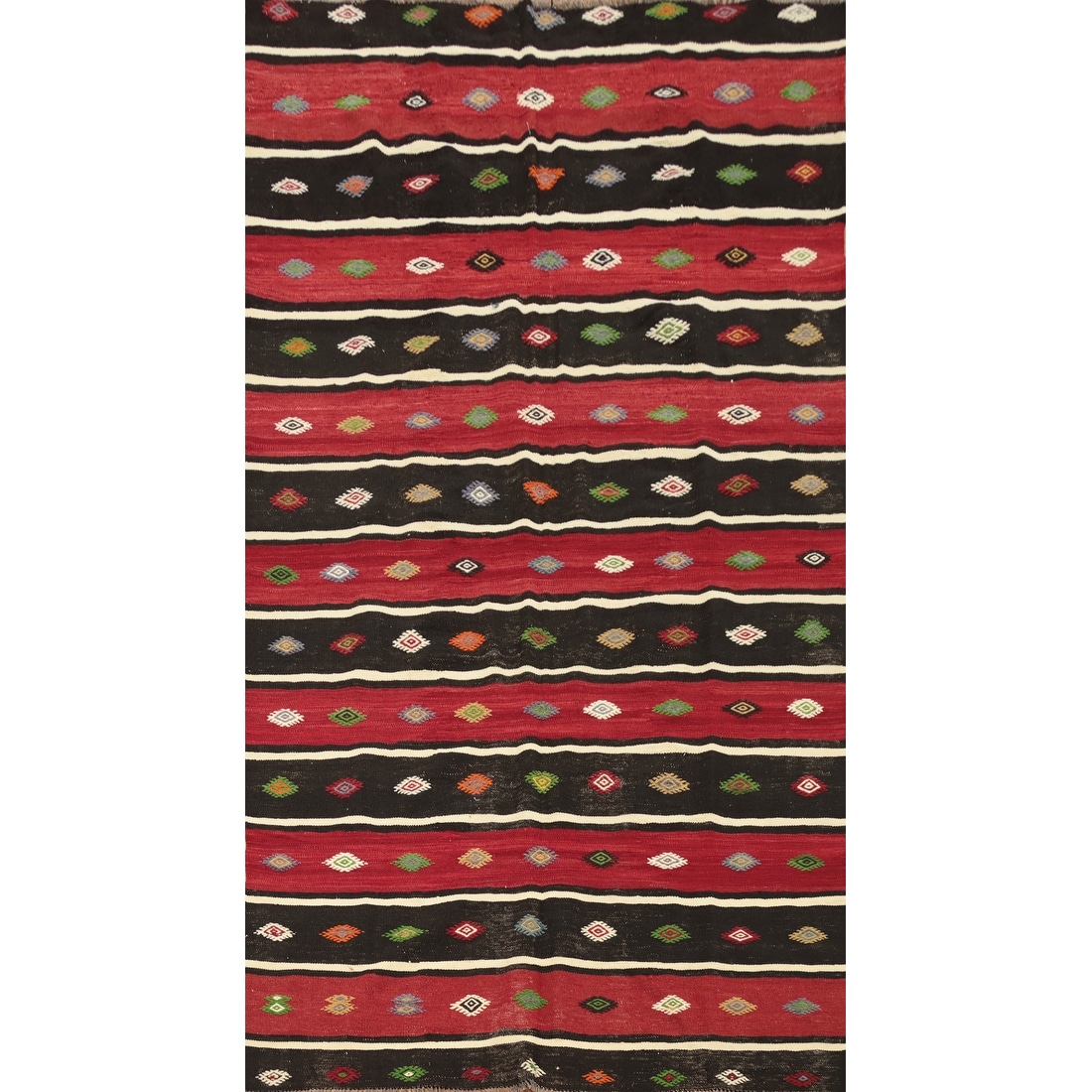Hand Woven Oriental 100% Wool Carpet Southwestern Tribal Multi-Colored Kilim Area Rug - 10' 3'' X 5' 6''
